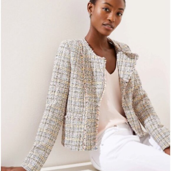 LOFT  - NWT Tweed blush pink pastel jacket - 00P - Picture 1 of 5
